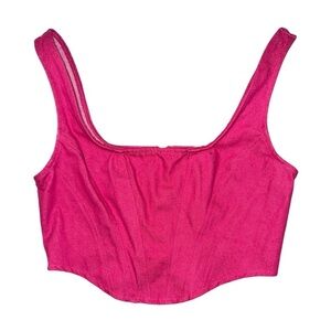 Superdown revolve pink corset back zip crop tank top women’s size medium